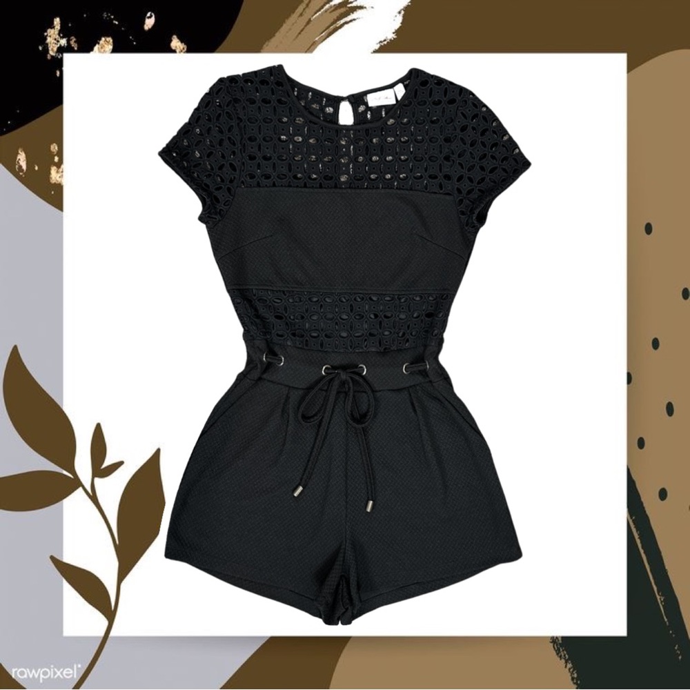 Marilyn Monroe black romper XS extra small juniors cut out waist tie grommet